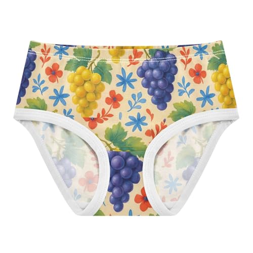 Joisal Purple Yellow Grapes Beige Girls Underwear Toddlers 2t Cotton Little Girl Panties Artistic Undies Kids Briefs