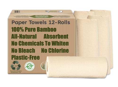 100% Bamboo Paper Towels Tree-Free (12 Rolls)