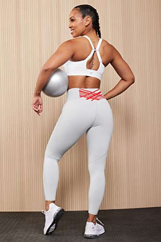 Fabletics Women's Boost Powerhold® High-Waisted 7/8 Legging, Maximum Compression, Flattering, Xl, Mineral Grey/Strawberry Red #TOP4