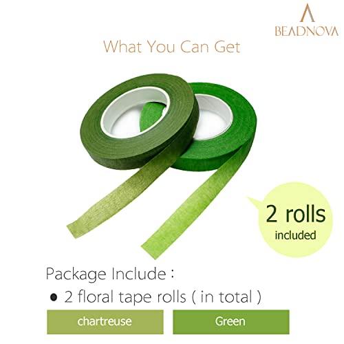 Beadnova Floral Tape 1/2Inch Flower Tape Mix Green Floral Tape For Bouquets Floral Arranging Stem Wrap Craft (Green And Chartreuse, Total 60Yards) #TOP2