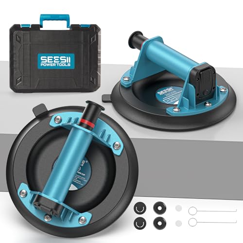 SEESII Suction Cups for Glass Lifting: 8" Tile Suction Cup Lifter with Handle and Pump, 200KG Load Capacity Heavy Duty Vacuum Lifter for Lifting Large Tile, Granite, Metal, Windows (2-Pack) image 9