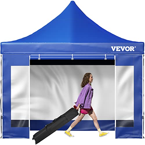 VEVOR Tonnelle Imperméable 3x3 m Tente Pop-up Jardin avec Parois Latérales Pavillon Terrasse Extérieure Abri Pliable Soleil Pluie Neige Résistant aux UV et Sac à roulettes pour Fête Arrière-Cour