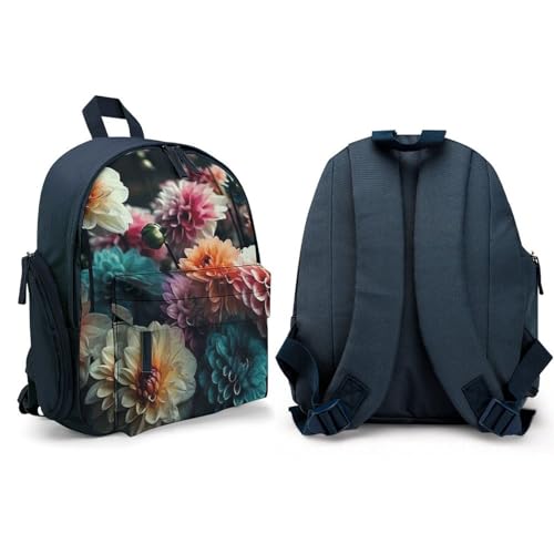 Beautiful Flowers Backpack Small Book Bag with Side Pocket, Lightweight Durable Backpack, Travel Rucksack, Blue-style4