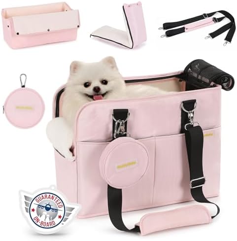 Pet Carrier, Cat Carrier for Medium to Large Cats and Small Dogs, with Removable Liner Holds Dog Carriers up to 22 lbs for Small Dogs, Soft Sided Foldable Cat Carrier (PinkLarge)