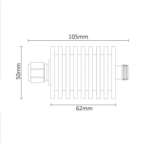 Generic Atenuador fixo bidirecional 20DB 50 Watt Tipo N - Conector N 50W Atenuador 3Ghz 50Ohm (50W 2