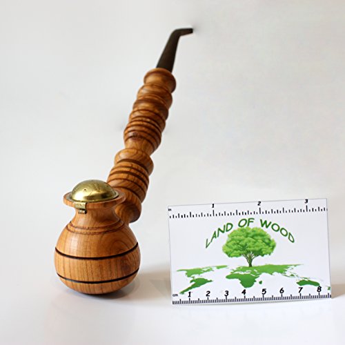 Handmade Wooden Smoking Pipe Metal Bowl Cover Tobacco (Amber)