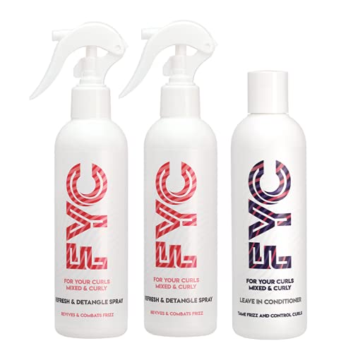 FYC Curly Hair Products: Daily Use Bundle 3x250ml. Includes 2 x Refresh & Detangle Spray,1x Leave In Conditioner for Curly Hair