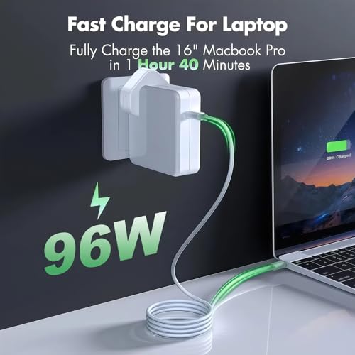 AILKIN 96W USB C Super Fast Charger, for MacBook Air Charger, Compatible with MacBook Pro 16,15,14,13 inch, for iPad Pro 11"&12.9" inches and all USB C devices, 2M Cable, Type C Laptop Power Adapter