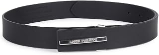 Louis Philippe Men's 100% Italian Leather Shiny Nickel Buckle Formal Profile Belt