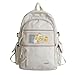 JARKJARD Kawaii Backpack Cute Aesthetic Backpack for School College Student Travel Bookbag for Girls Large Capacity Casual Daypack(White)