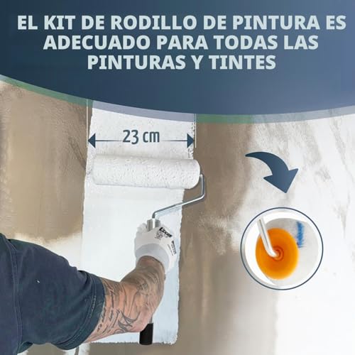 Miniatura 6 de Rodillo De Pintura Para Pared, Rodillo De Pintura, Rodillo De Pintura, 3 Unidades De Rodillo De 23 Cm, Barra Gruesa De 17-83 Pulgadas, Barra Telescópica De Aleación De Aluminio, Pincel De Pared Para