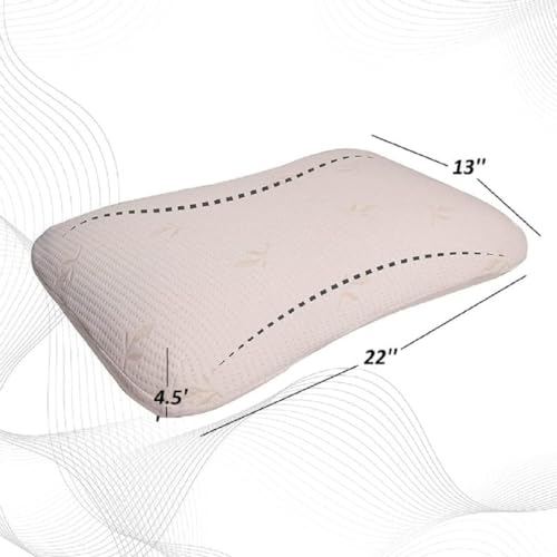 Image of Araami Two Side Curve Memory Foam Pillow for Neck and Shoulder Pain - Bed Pillows for Sleeping with Washable Cover Pack of 1 (22 x 15 x 4.5 INCH)