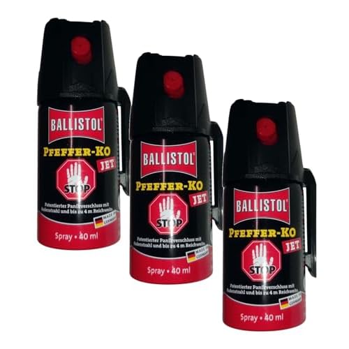 KO Pfefferspray Jet | Fog Verteidigungsspray | Abwehrspray Hundeabwehr | zur Selbstverteidigung | Sparset | Made in Germany (Jet 40 ML 3 STK)