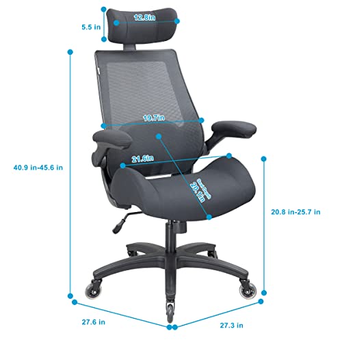 Boliss Ergonomic Office Computer Mesh Desk Chair With Thickened Cushion Waist Support And Adjustable Headrest Flip Arm, Suitable For Home And Office 400 Lbs - Black #TOP4