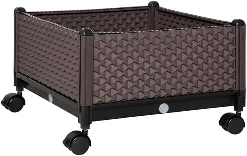 Outsunny Jardinera Exterior de PP con Ruedas 50x50x33 cm Marrón |...