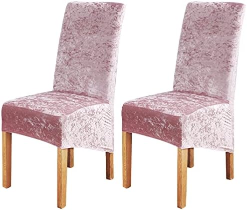 Crushed Velvet Large Size Dining Chair Covers Set of 4,Dining Room Chair Slipcovers,Stretch Elastic Removable Washable High Back Chair Covers for Dining Room,Hotel,Kitchen,Home(Dark Grey,Pack of 4)