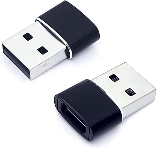 Adaptador USB C a USB, paquete de 2 unidades, color negro, USB C hembra a un cargador tipo C, convertidor tipo C, para Ultra iWatch, iPhone 14, 13,