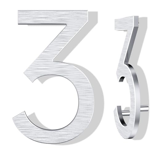 Yafimea 12 Inch Large House Number for Outside,Silver Metal Address Numbers
