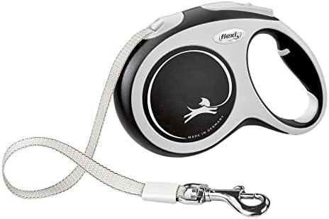 FLEXI New Comfort Retractable Dog Leash (Tape), for Dogs Up to 132lbs, 16 ft, Large, Grey/Black