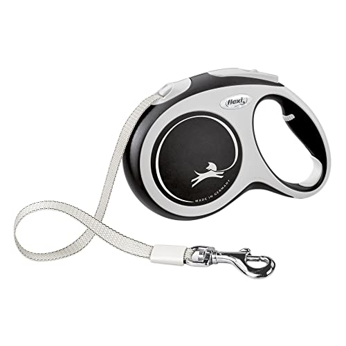 FLEXI® New Comfort Tape Retractable Dog Leash for Large Dogs Upto 132 lbs. – 16 ft., Black/Grey | Tangle Free Pet Walking Leash with One-Handed Brake, Pause, Lock |German Quality Product by FLEXI - Used condition - US$27.30