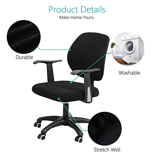 Image of CALANDIS Polyester Office Computer Chair Stretchable Rotating Chair Seat Covers Black