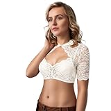 TENGMEIHUIO Chemisier Dirndl pour Femme Chemisier Traditionnel pour Femme Dentelle à Manches Courtes Blanc Dentelle Costume Bavarois pour Carnaval et Fêtes (S)
