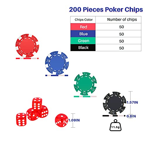 Playwus Poker Chip Set For Beginners, 200 Pcs Casino Poker Chips With Aluminum Case,11.5 Gram Chips With Iron Insert For Texas Holdem Blackjack Gambling #TOP1