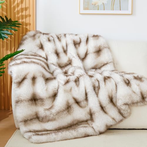 Touchat Luxury 1000GSM Faux Fur Throw Blanket, Super Thick Warm Cozy Heavy Blankets for Couch Bed Sofa, Plush Fuzzy Elegant Winter Reversible Mink Blanket for Living Room Bedroom 50x60,Taupe by Touchat - Used condition - US$53.74