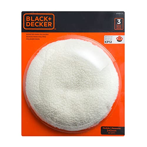 Black Decker Boinas de Polimento 10 Polegadas, Ideal para Politriz, Modelo WP1200, 3 Unidades