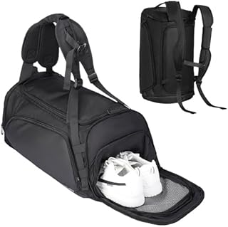 شنطة ظهر لصالة الألعاب الرياضية 8206 من مارك رايدن، 27 لتر، شنطة الترا مقاومة للماء بلون اسود بالكامل مع استخدامات متعددة: صالة الألعاب الرياضية والسفر والتمارين والأمتعة اليدوية، شنطة دفل مع جيب