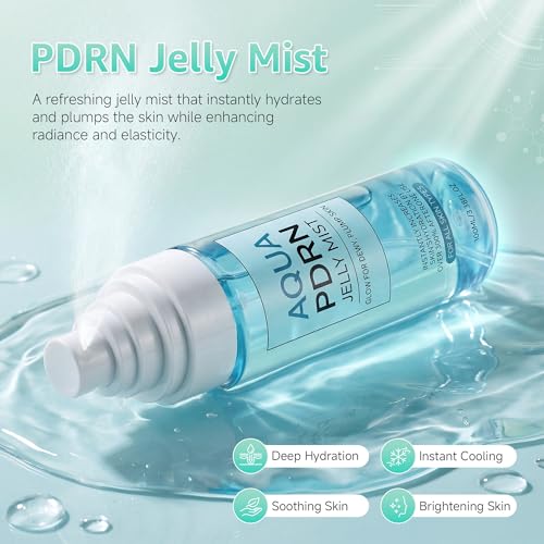 AexZzen PDRN Jelly Mist Serum, Ultra-Fine Hydrating Face Mist Spray, Face Spray Mist Hydrating with Niacinamide & Triple Hyaluronic Acid for Soothing Skin & Dewy Glow, Vegan Korean Skincare, 3.38 fl.oz