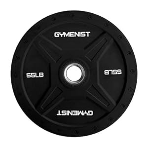 GYMENIST Bumper Plates is Made for 2 Inch Olympic Bars, Available from 10 LB up to 55 LB Black Or Multi Color Premium…