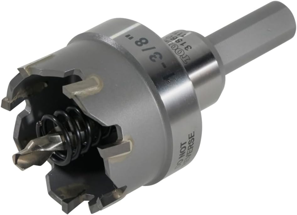 Klein Tools 31860 Heavy Duty Hole Cutter, 1-3/8-Inch Carbide Hole Cutter Cuts Stainless Steel, Mild Steel, Iron, and Copper