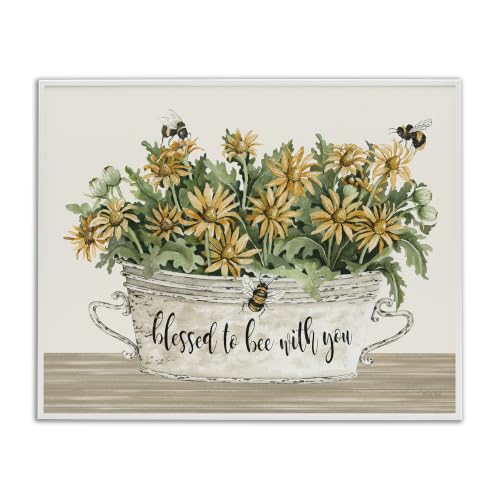 Blessed with You Rustic Daisy Planter, 11 x 14 Inch Framed Giclée Print
