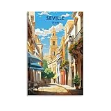 ouweri Póster de viaje vintage de Sevilla España (3) lienzos para pared, impresiones artísticas para colgar fotos, decoración del hogar, obras de arte de 30 x 45 cm