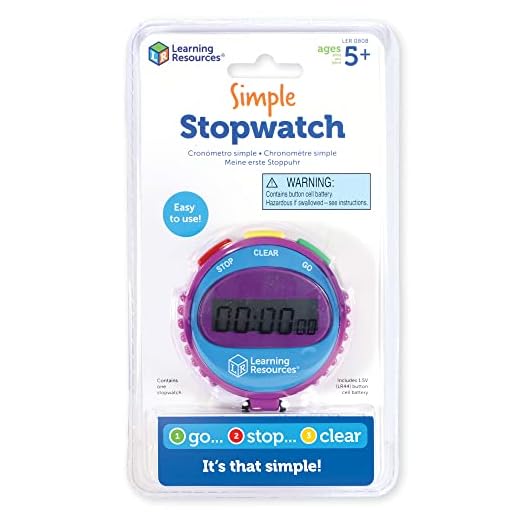 Learning Resources Simple 3 Button Stopwatch, Supports Science Investigations, Timed Math Exercises, Elapsed Time Tracking, Ages 5+