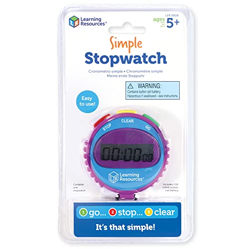 Learning Resources Simple 3 Button Stopwatch, Supports Science Investigations, Timed Math Exercises, Elapsed Time Tracking, Ages 5+ by Learning Resources - Used condition - US$9.97
