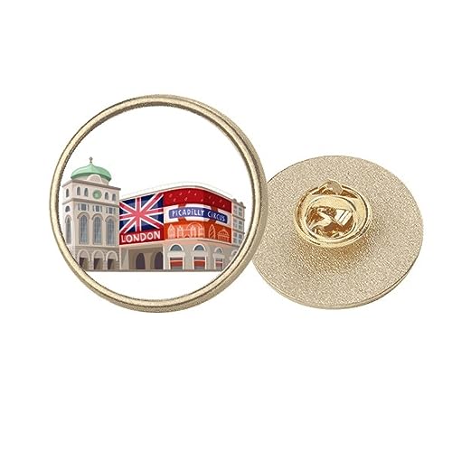Broche ronde en métal doré London taille M | Accessoire mode UK