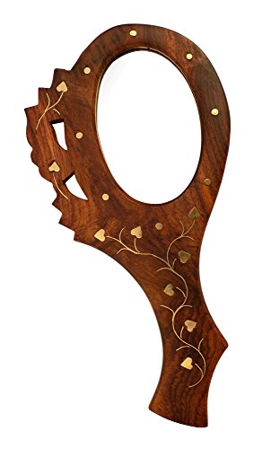 Chritmas Gift/Chritmas Sale Crafts'man Handheld Mirrors- Wooden Hand Mirror (Brown) #TOP17
