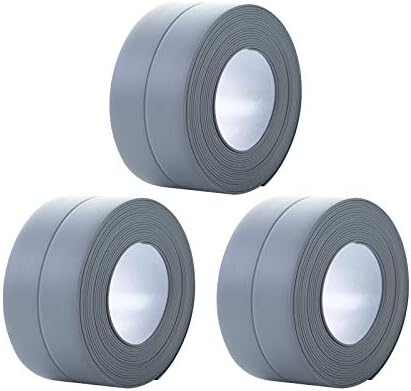 Andiker 3 Rolls Sealing Tape Caulk Tape 30 ft, Bathtub Caulk Strip 38mm, Waterproof Silicone Sealant for Bathroom, Baths & Showers Sealing Strip(gray)
