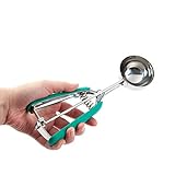 Restaurantware Comfy Grip 3.25 Ounce Ice Cream Scooper 1 Spring-Loaded Melon Ball Scoop - #12 Built-In Blade Green Stainless Steel Cookie Baller Dishwasher-Safe Heavy-Duty