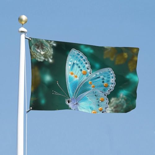 Drapeau papillon bleu de jardin 90x150 cm pour décoration de cour - 3
