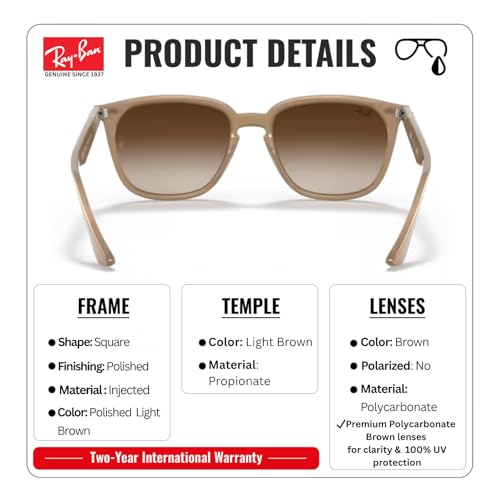 Image of Ray-Ban RB4362 Square Shaped Sunglasses for Men & Women with Official RAYBAN Eyewear Kit
