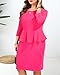 Hot Pink Plus Size Dress Curvy Women Church Work Business Casual Office Peplum Pencil Boat Neck Knee Length Dresses 2025