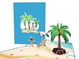 iGifts And Cards Oceanfront 3D Pop Up Greeting Card - Tree, Palms, Ocean, Beach, Vacation, Calm, Bon Voyage, Fun, Just Because, Retirement, Mother’s Day, Father's Day, Happy Birthday