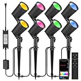 ZYAN 8 Pack Smart Landscape Lights, Color Changing Landscape Spotlights, App Control & Remote Control, Compatible with Alexa