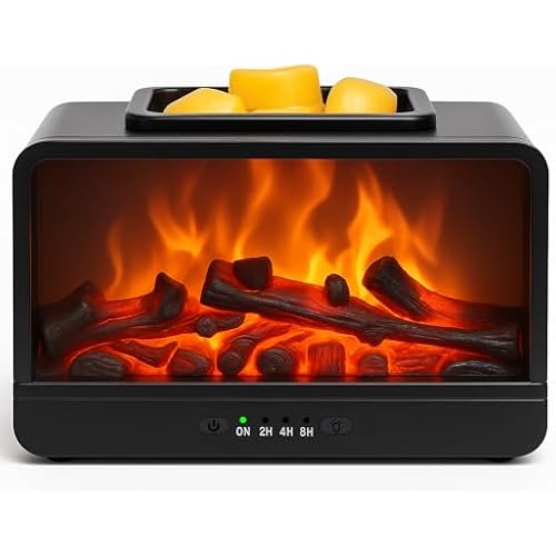 MeplLivs Dynamics Flame Fireplace Electric Wax Melt Warmer PTC Heating Plate Monochromatic Wax Burner Fragrance Wax Warmer for Home Office Gifts & Decor(Black)