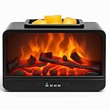 MeplLivs Dynamics Flame Fireplace Electric Wax Melt Warmer PTC Heating Plate Monochromatic Wax Burner Fragrance Wax Warmer for Home Office Gifts & Decor(Black)