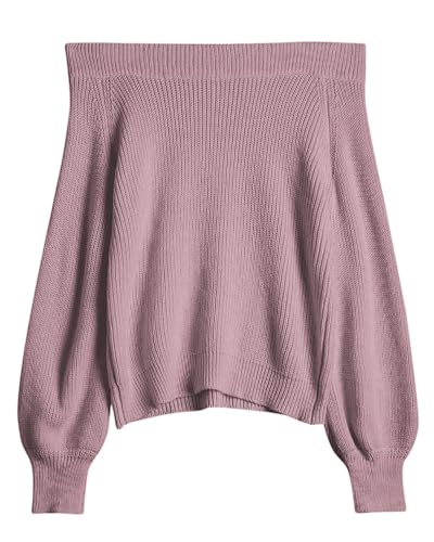 Image of ZAFUL Sweaters for Women Off Shoulder Knit Sweater with Long Sleeve Loose Pullover Jumper Tops