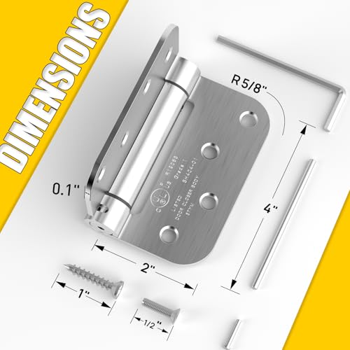 AuraGala Self Closing Door Hinges, 4 Inch x 4 Inch, 5/8" Radius, UL Listed, Pack of 4, Brushed Nickel by AuraGala - Image 2